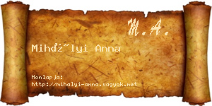 Mihályi Anna névjegykártya